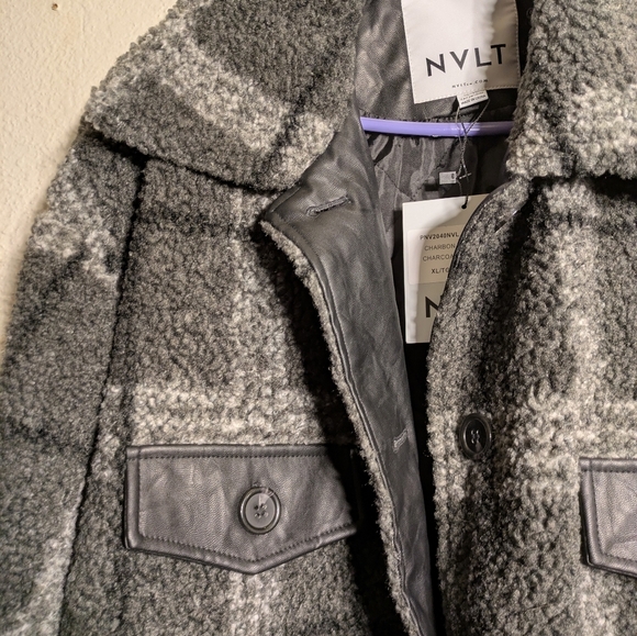 NVLT  Gray Plaid Coat NWT - Picture 3 of 5